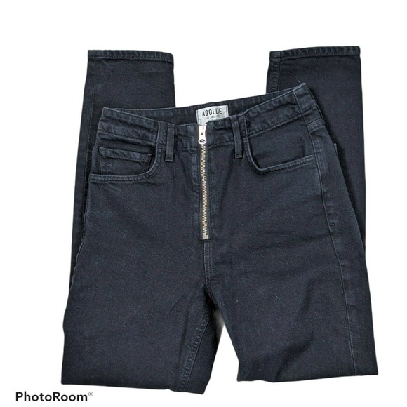 Agolde Nico Zip Front high-rise Black Jeans, 25R - Picture 5 of 12